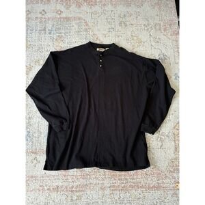 Work n Sport Black VTG Henley 100% Cotton Shirt Mens Size 3XLT